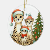 Niedliche Leopard-Familie Keramik Ornament (Links)