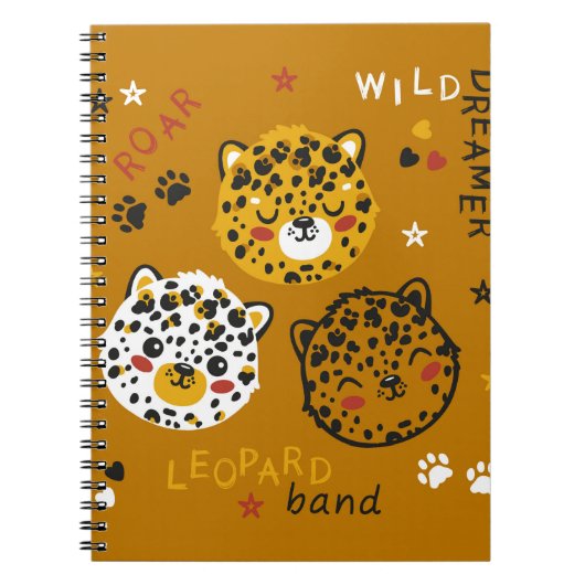 Niedliche Leopard Katze Gesicht Zeichnend. Little Notizblock (Vorderseite)