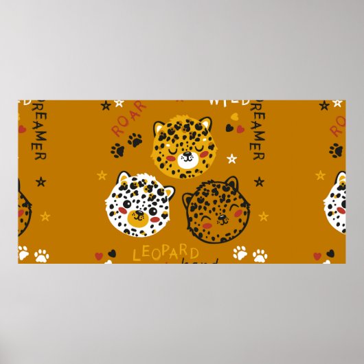 Niedliche Leopard Katze Gesicht Zeichnend. Little  Poster (Vorne)