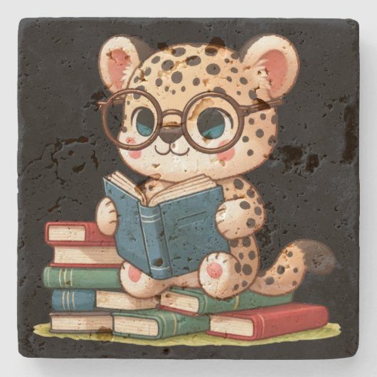Niedliche Leopard-Lesart Steinuntersetzer (Vorderseite)
