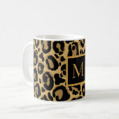 Niedliche Leopard Muster Monogram Coffee Tasse (Vorderseite Links)
