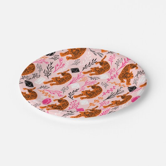 Niedliche Leopard-Papier-Teller Pappteller (Schrägansicht)