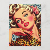 Niedliche Leopard Print Girl Postkarte (Vorderseite)