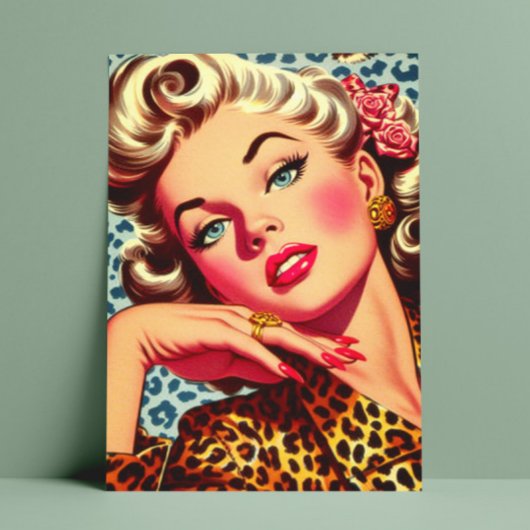 Niedliche Leopard Print Girl Postkarte