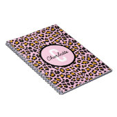 Niedliche Leopard-Tierdruckmonogramm, rosa Gold Notizblock (Rechte Seite)