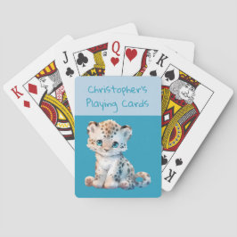 Niedliche Leoparden, dunkelblaue und hellblaue Kin Spielkarten