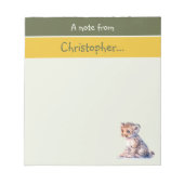 Niedliche Leoparden individuelle Name Grüne Kinder Notizblock (Vorderseite)