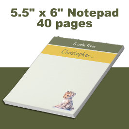 Niedliche Leoparden individuelle Name Grüne Kinder Notizblock