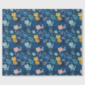 Niedliche Leoparden mit blauer Dschungelfüße Geschenkpapier (Flach)