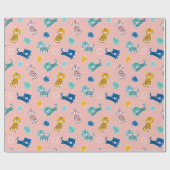 Niedliche Leoparden mit Dschungelblättern auf Rosa Geschenkpapier (Flach)