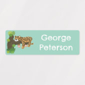 Niedliche Leoparden schlafen in Cartoon Bäume pers Etiketten (Design 2)