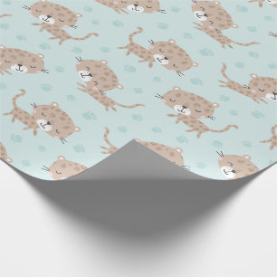Niedliche Leoparden und Fußspuren Geschenkpapier