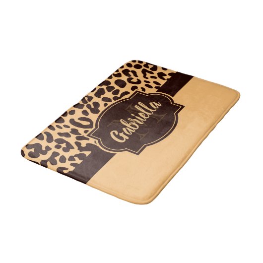Niedliche Leopardrucke Badematte (Schrägansicht)