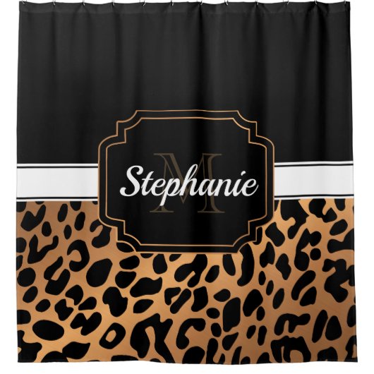 Niedliche Leopardrucke Duschvorhang (Vorderseite)