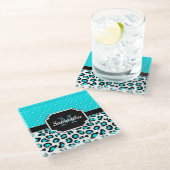 Niedliche Leopardrucke Glasuntersetzer (Schrägansicht)