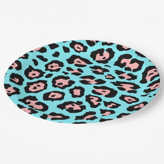 Niedliche Leopardrucke Pappteller (Schrägansicht)
