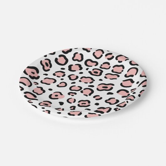 Niedliche Leopardrucke Pappteller (Schrägansicht)