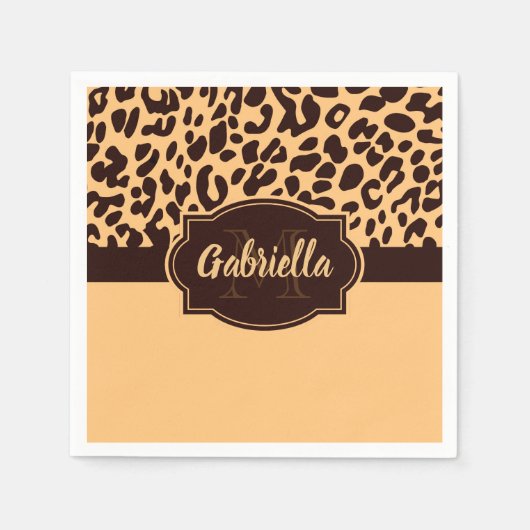 Niedliche Leopardrucke Serviette (Vorderseite)