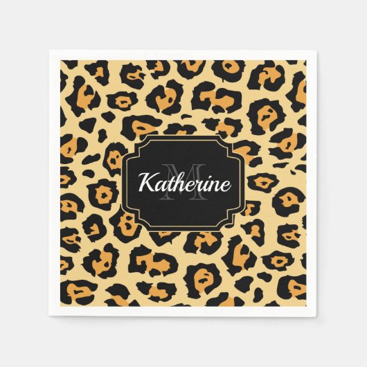 Niedliche Leopardrucke Serviette (Vorderseite)