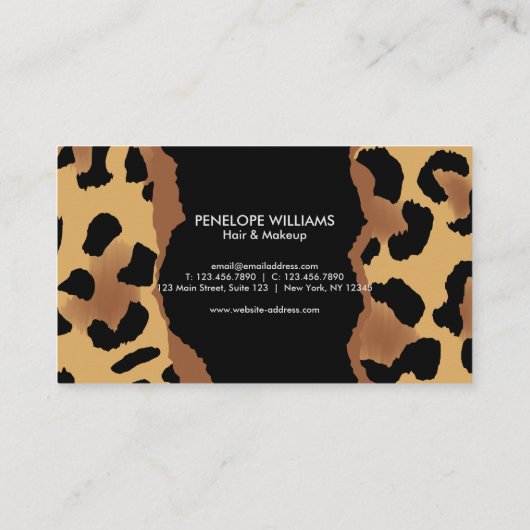 Niedliche Leopardrucke Visitenkarte (Rückseite)