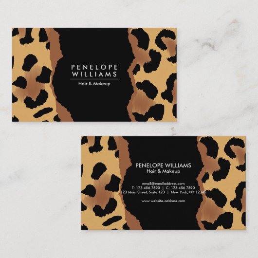 Niedliche Leopardrucke Visitenkarte (Vorne/Hinten)