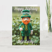 Niedliche Leprechaun St Patrick's Day Geburtstagsk Karte (Vorderseite)