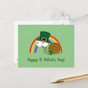 Niedliche Leprechaun St. Patrick's Day Snail Postk Postkarte