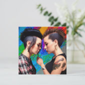 Niedliche Lesbische Couple Rainbow Art (Stehend Vorderseite)