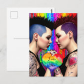 Niedliche Lesbische Couple Rainbow Art Liebe Postkarte (Vorne/Hinten)