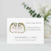Niedliche Lesbische Hochzeit Igel Couple Save the  Date (Stehend Vorderseite)