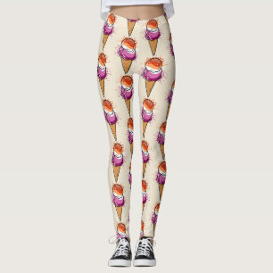 Niedliche Lesbische Sapphic LGBT Flag Eiscreme Leggings