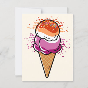 Niedliche Lesbische Sapphic LGBT Flag Eiscreme Postkarte