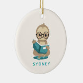 Niedliche Lesebuchbücher Personalisiert   Keramik Ornament (Rechts)