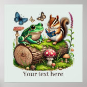 Niedliche Leseecke für Waldtiere individuell anpas Poster (Vorne)