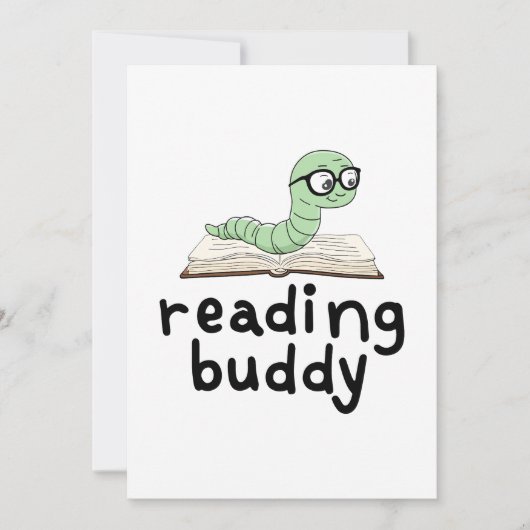 Niedliche Lesemaschine mit Buch lesen Einladung (Vorderseite)