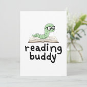 Niedliche Lesemaschine mit Buch lesen Einladung (Stehend Vorderseite)