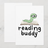 Niedliche Lesemaschine mit Buch lesen Einladung (Vorne/Hinten)