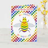 Niedliche LGBT Bee Proud Rainbow und Blume Geburts Karte (Gelbe Blume)