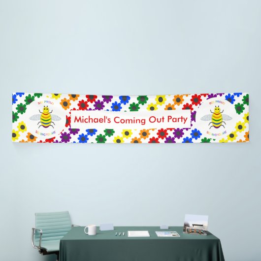 Niedliche LGBT-Proud-Rainbow-Biene und Blume Banner (Messeveranstaltung)