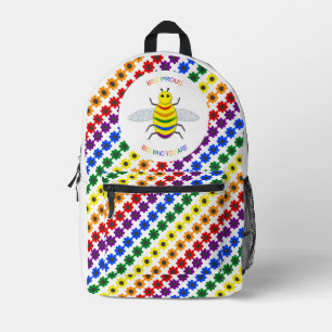 Niedliche LGBT-Proud-Regenbogenbiene und -Blume Bedruckter Rucksack