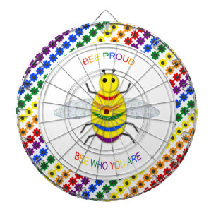 Niedliche LGBT-Proud-Regenbogenbiene und -Blume Dartscheibe