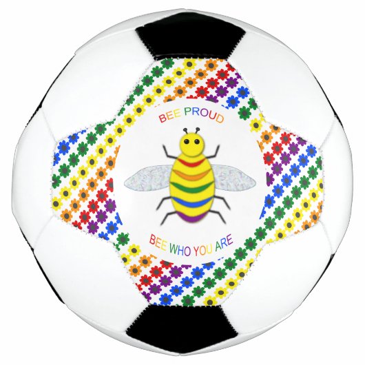 Niedliche LGBT-Proud-Regenbogenbiene und -Blume Fußball (Vorderseite)