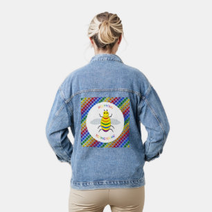 Niedliche LGBT-Proud-Regenbogenbiene und -Blume Jeansjacke