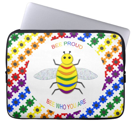 Niedliche LGBT-Proud-Regenbogenbiene und -Blume Laptopschutzhülle (Vorderseite)