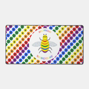 Niedliche LGBT-Proud-Regenbogenbiene und -Blume Schreibtischunterlage