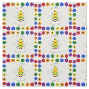 Niedliche LGBT-Proud-Regenbogenbiene und -Blume Stoff