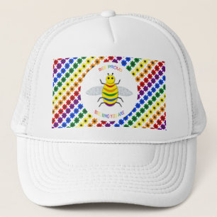 Niedliche LGBT-Proud-Regenbogenbiene und -Blume Truckerkappe
