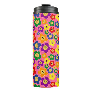 Niedliche LGBT-Regenbogen-Blume Muster-Rosa Thermosbecher
