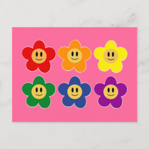 Niedliche LGBT-Regenbogen-Blume - rosa Hintergrund Postkarte