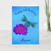 Niedliche Libelle auf Blume Personalisiert Geburts Karte (Vorderseite)